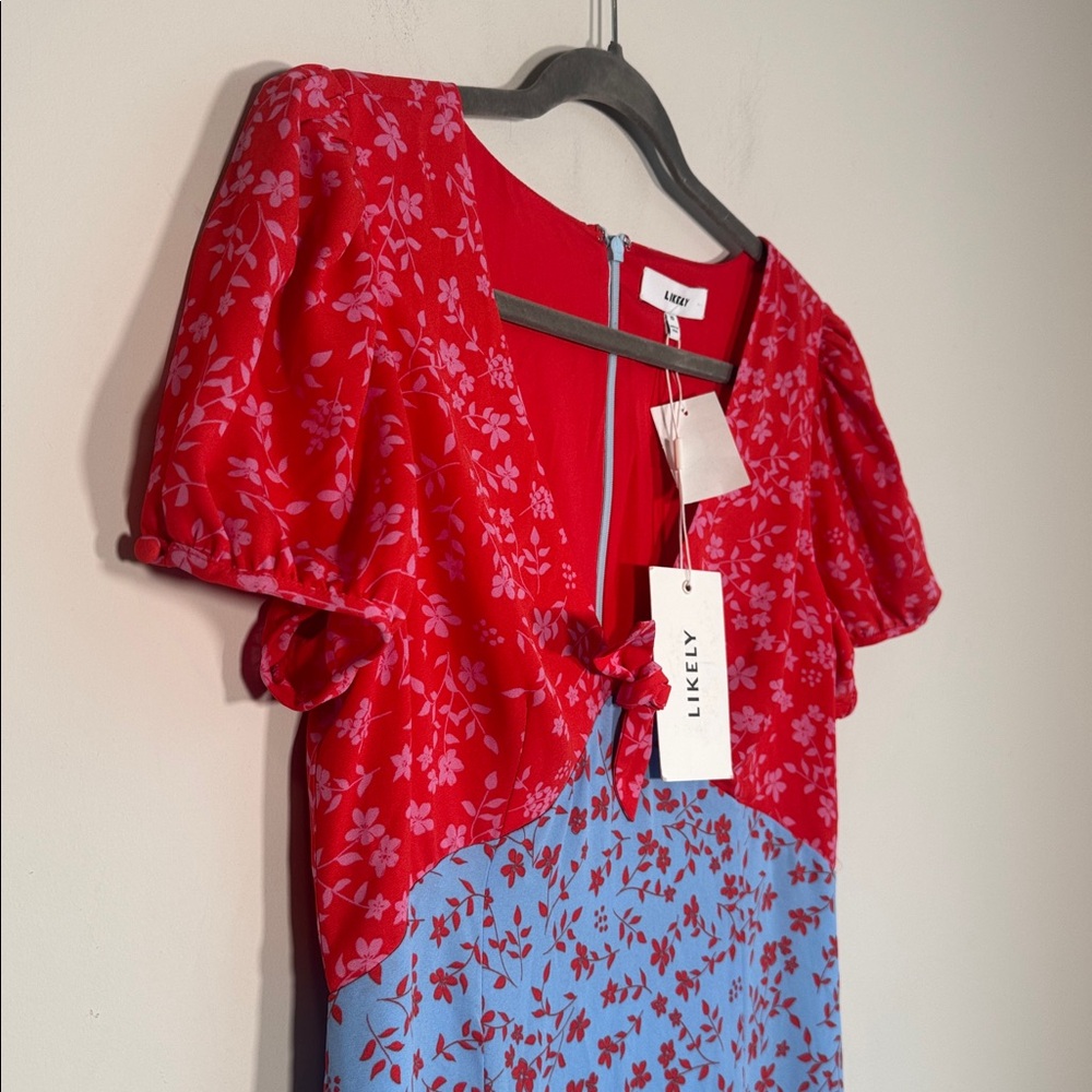 NWT Likely Raffa Printed Dress in Blue/Red Floral - 10 - Picture 4 of 8
